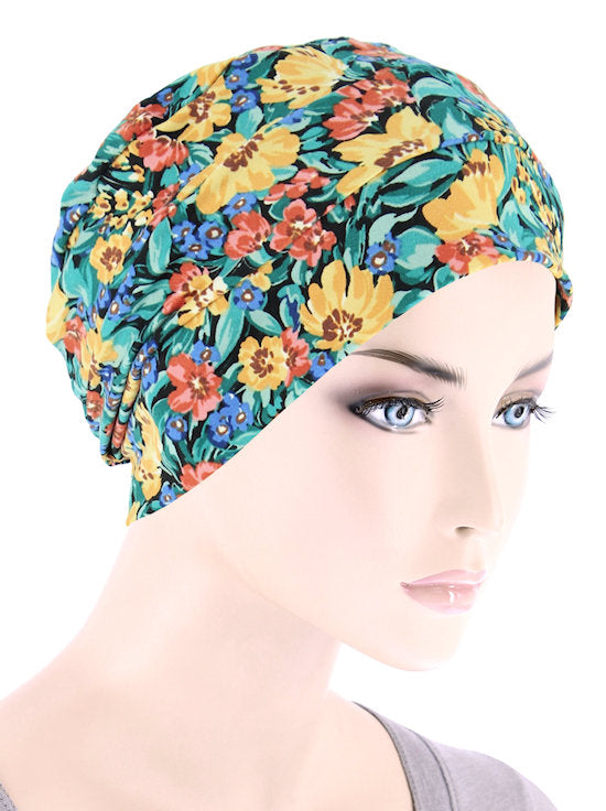 Cloche Cap Yellow Green Spring Floral
