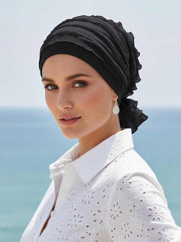 Abbey Cap Ruffle Black