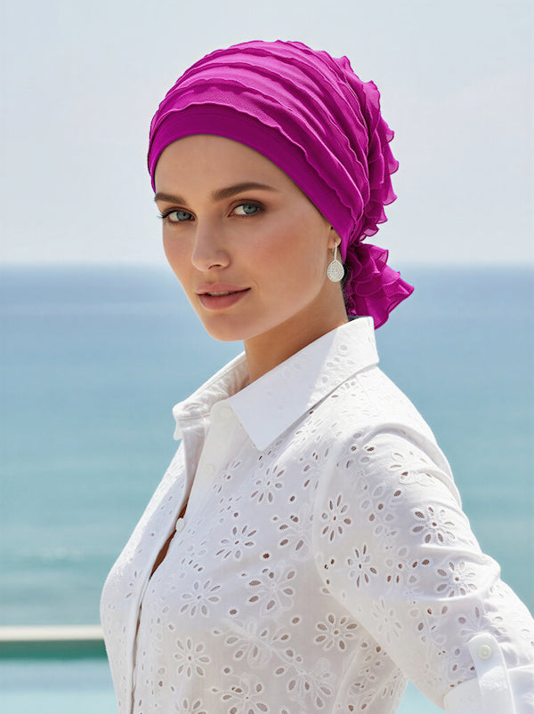 Abbey Cap Ruffle Magenta