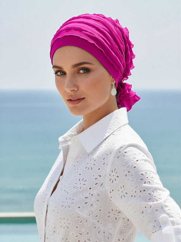 Abbey Cap Ruffle Hot Pink