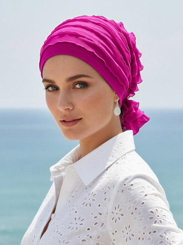 Abbey Cap Ruffle Hot Pink