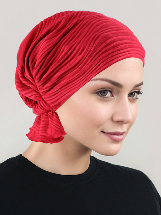 Abbey Cap Red Wave Micro Ruffle