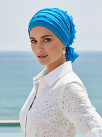 Abbey Cap Ruffle Turquoise Blue