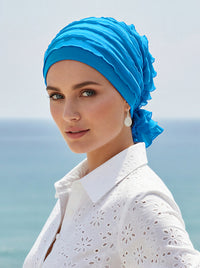Abbey Cap Ruffle Turquoise Blue