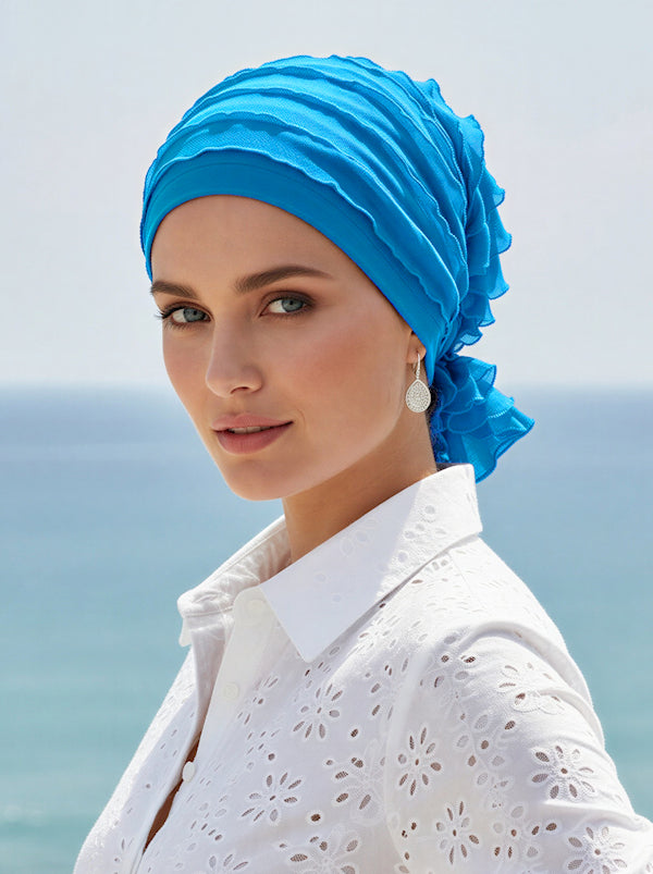 Abbey Cap Ruffle Turquoise Blue