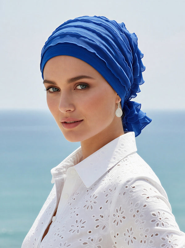 Abbey Cap Ruffle Royal Blue