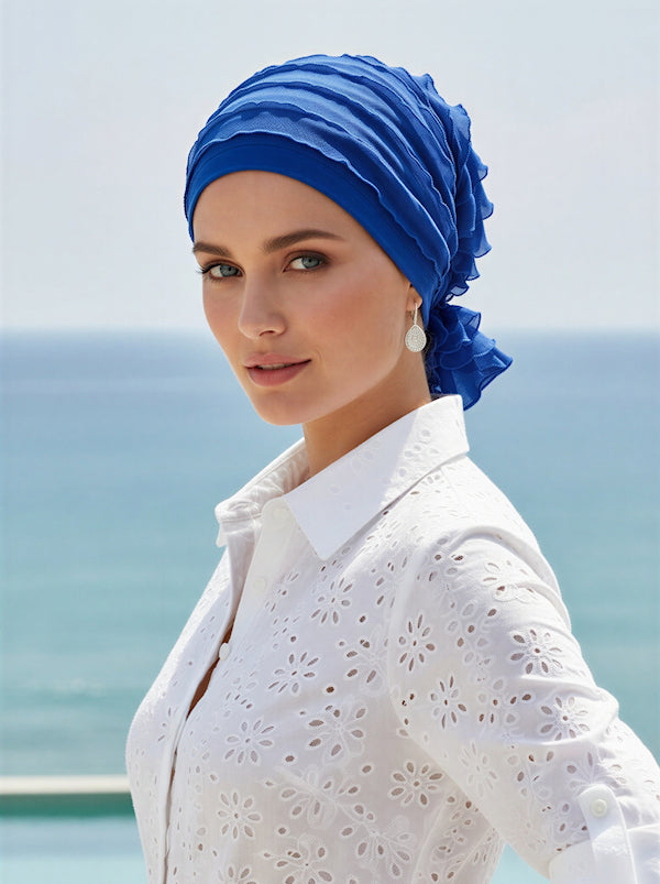 Abbey Cap Ruffle Royal Blue