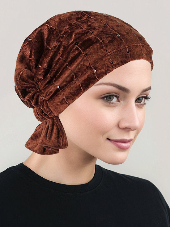 Abbey Cap Cozy Plush Sequin Cinnamon Spice