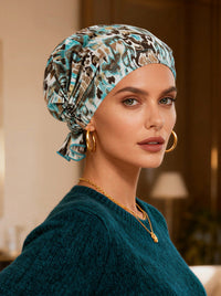Abbey Cap Turquoise Gold Leopard Ikat