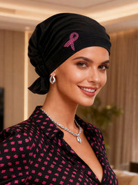 Abbey Cap Buttery Soft Raven Black Pink Ribbon
