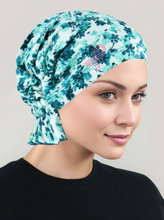 Abbey Cap Mint Green Floral Pink Ribbon