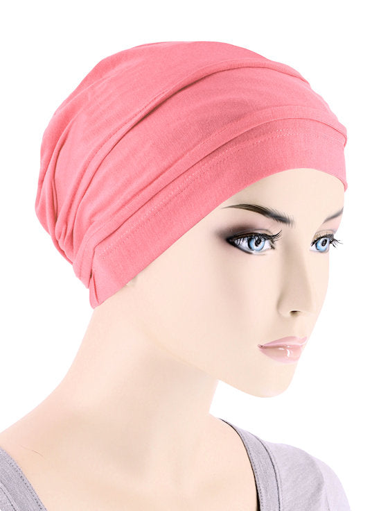 Bamboo Pleated Cap Coral Pink
