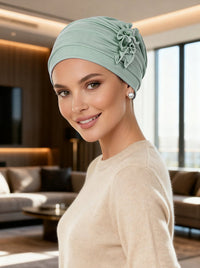 Bamboo Fringe Cap Sage Green (lined)