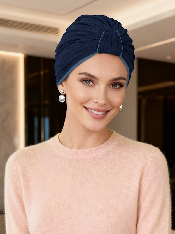 Classic Bamboo Turban Reversible Navy/Indigo