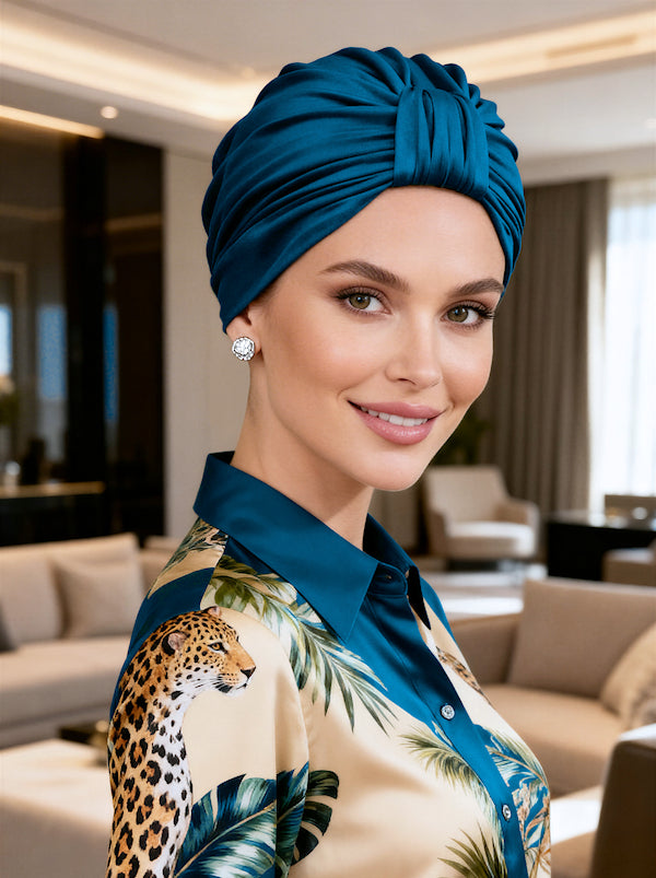 Classic Bamboo Turban Teal Blue