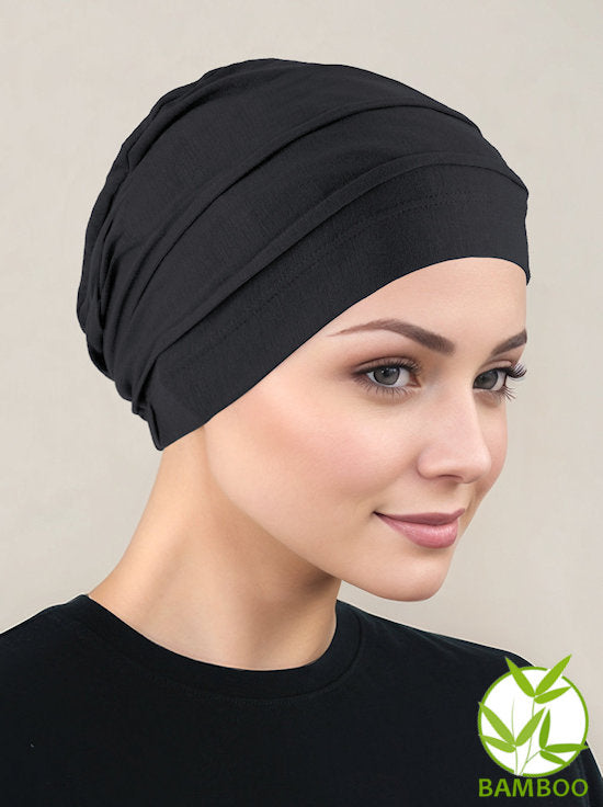 Bamboo Pleated Cap Onyx Black
