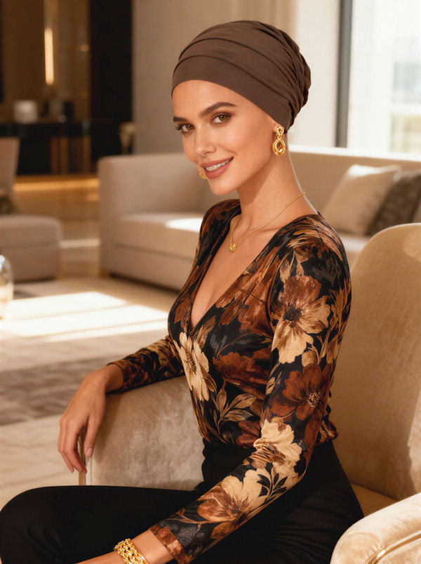 Bamboo Pleated Cap Cedar Brown