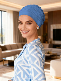 Bamboo Pleated Cap Periwinkle Blue