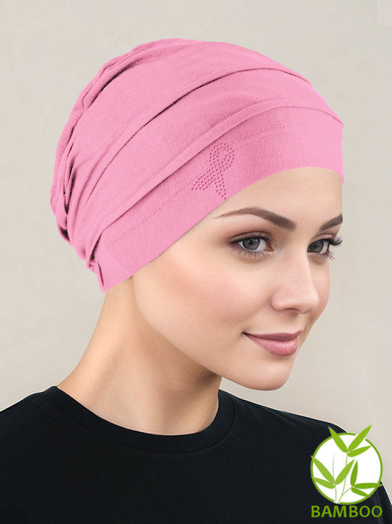 Bamboo Pleated Cap Cashmere Pink Pink Ribbon