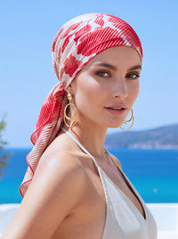 Bella Scarf Plisse Coral Peach Floral