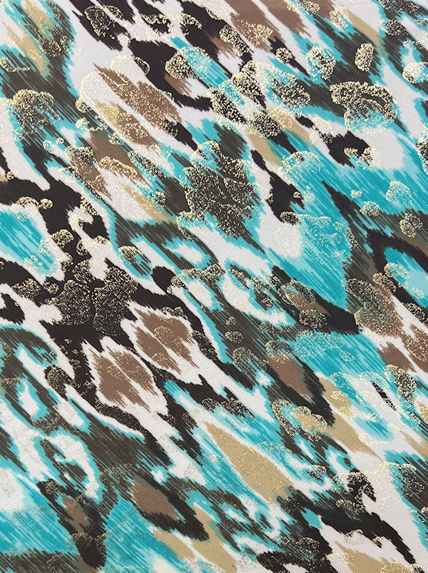 Bella Scarf Turquoise Gold Ikat