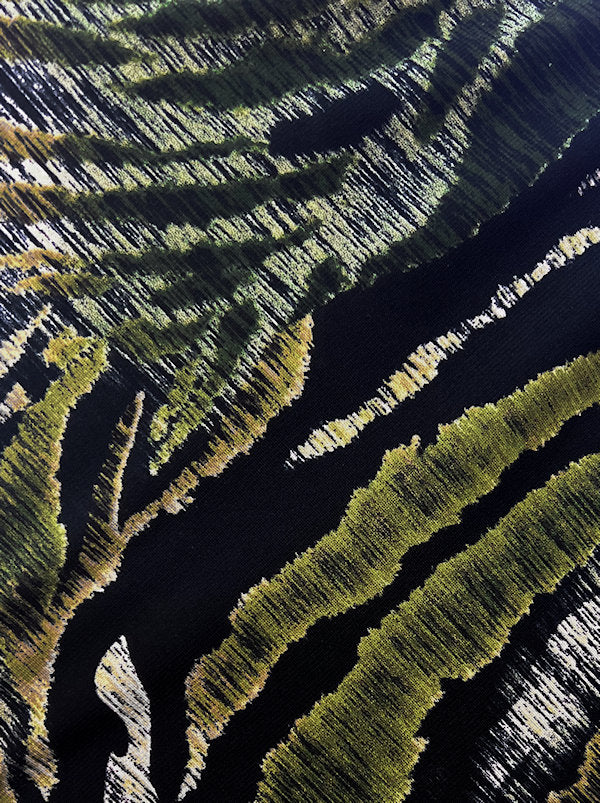 Bella Scarf Green Black Animal Stripe