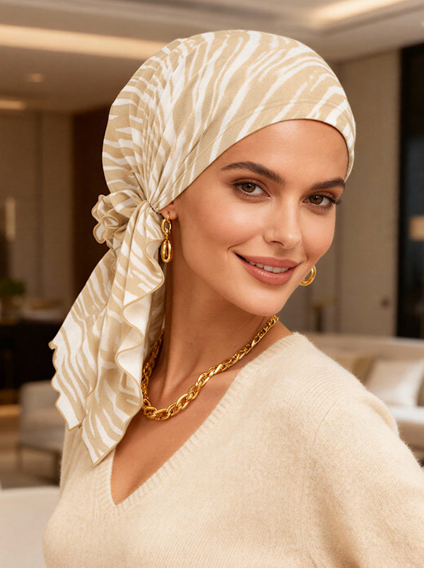 Bella Scarf Beige Watercolor Stripe