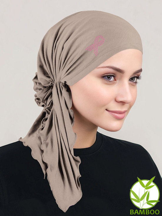 Bella Scarf Bamboo Champagne Beige Pink Ribbon