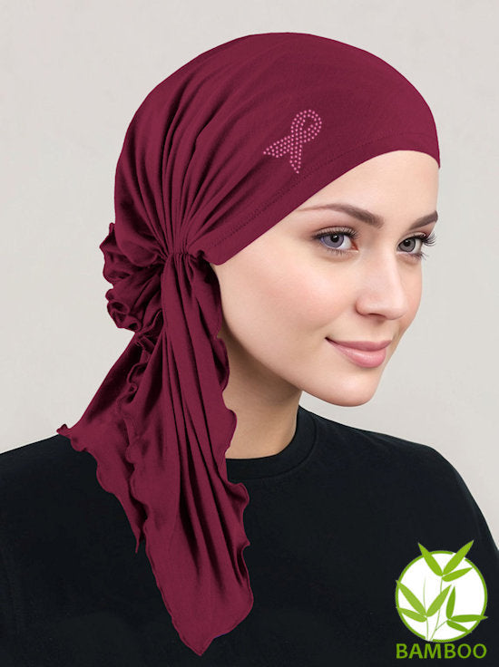 Bella Scarf Bamboo Burgundy Pink Ribbon