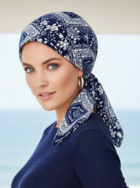 Fashion Scarf Navy White Floral