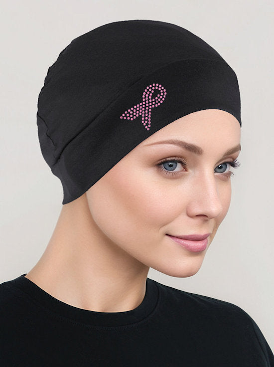 Pink Ribbon Essential Cap Black
