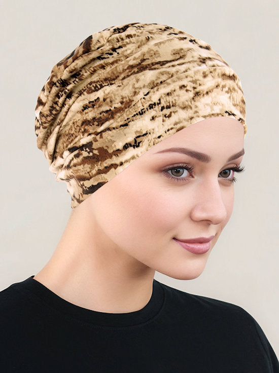 Cloche Cap Brown Tiger
