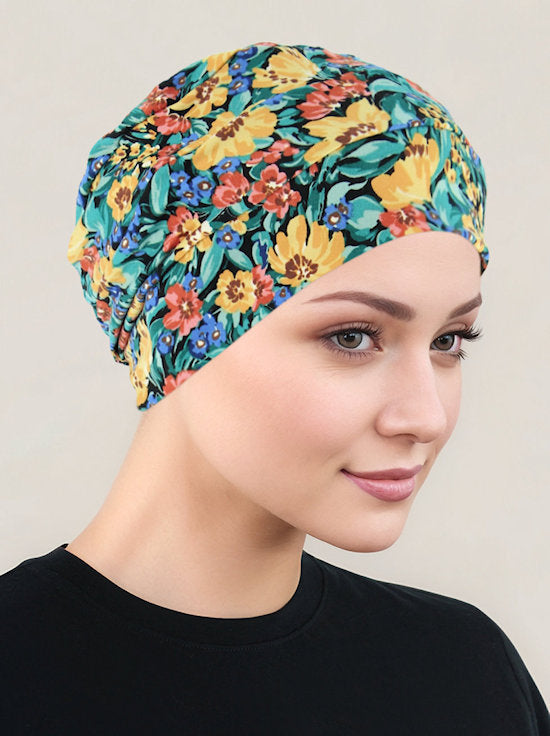 Cloche Cap Yellow Green Spring Floral
