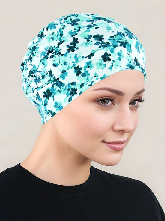 Cloche Cap Mint Green Floral