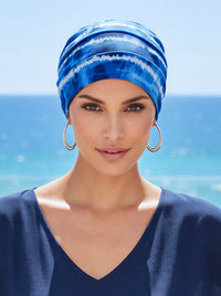 Cloche Cap Blue Tie Dye Stripe