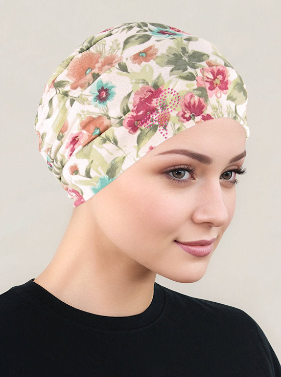 Cloche Cap Dainty Spring Floral Pink Ribbon