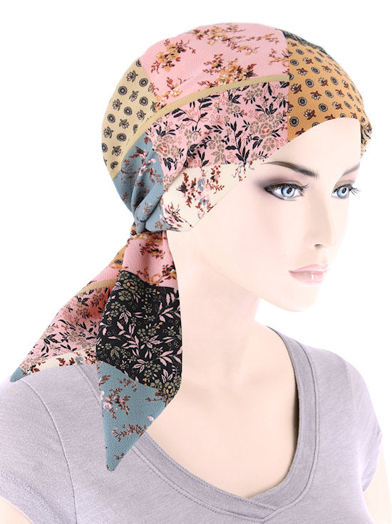 Fashion Scarf Pink Floral Patchwork