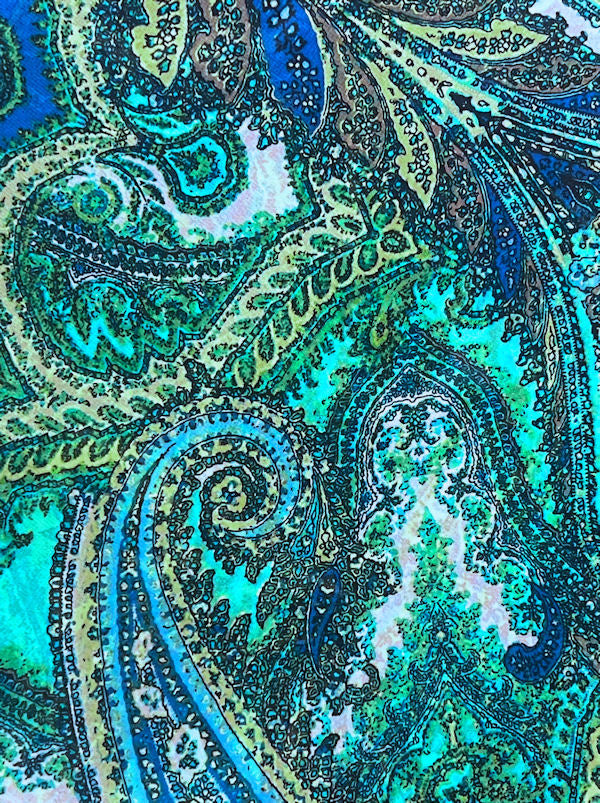 Shorty Scarf Green Paisley