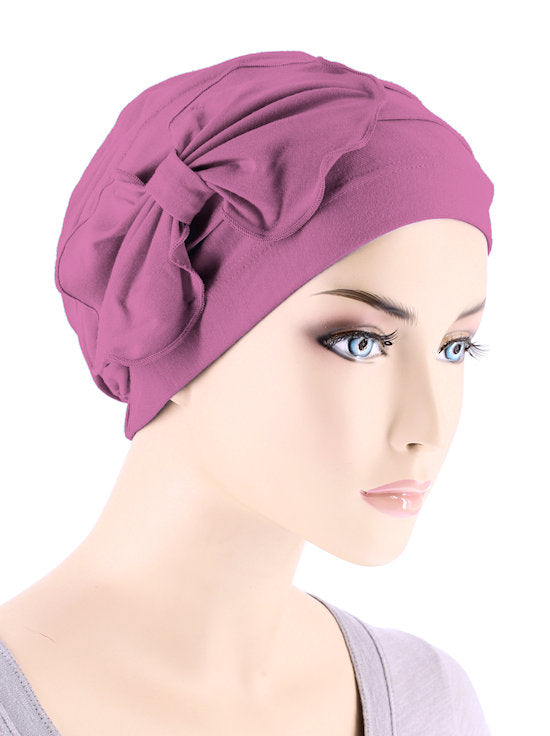 Bamboo Pleated Bow Cap Rose Pink