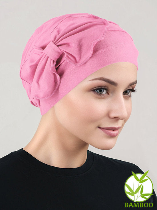 Bamboo Pleated Bow Cap Cashmere Pink