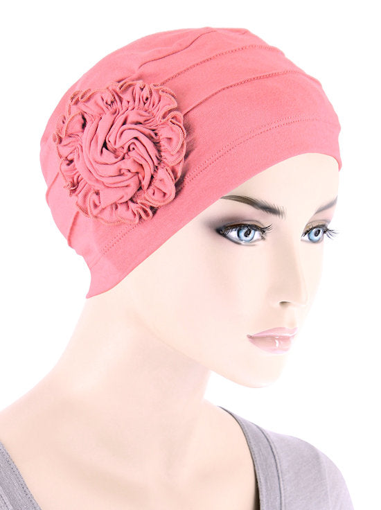 Bamboo Pleated Sunflower Cap Coral Pink