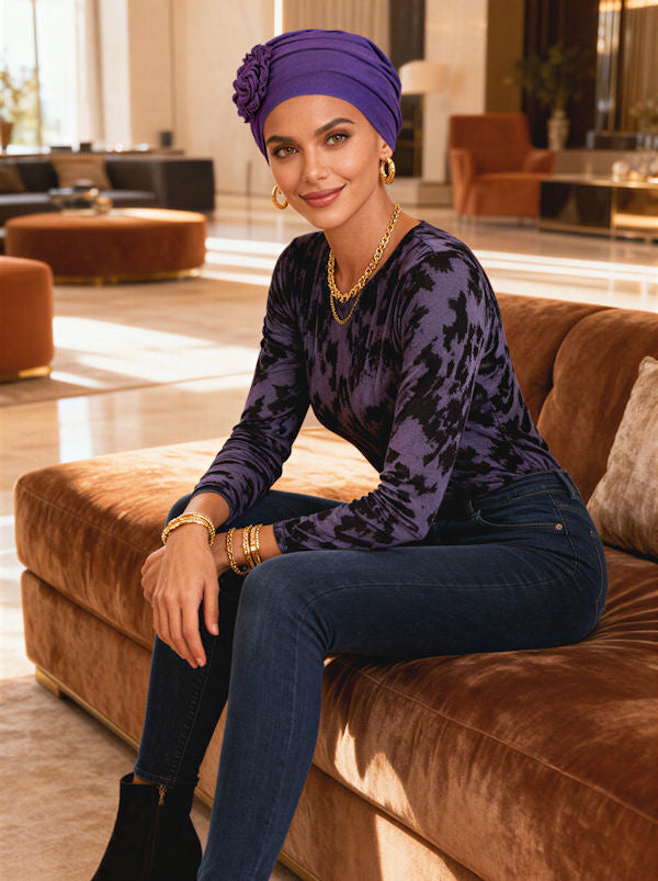 Bamboo Pleated Sunflower Cap Purple