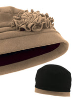 Pleated Winter Hat Fleece Lined Beige