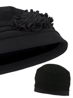 Pleated Winter Hat Fleece Lined Black