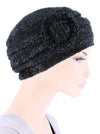 Pleated Winter Hat Fleece Lined Black Diamond