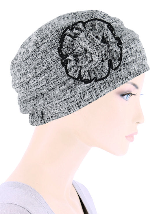 Pleated Winter Hat Fleece Lined Gray Tweed