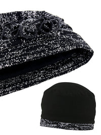 Pleated Winter Hat Fleece Lined Speckled Black