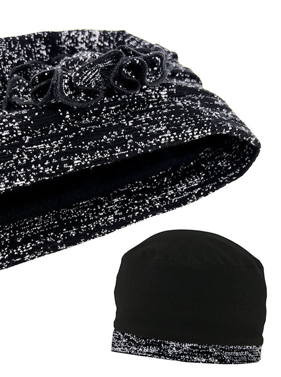 Pleated Winter Hat Fleece Lined Speckled Black