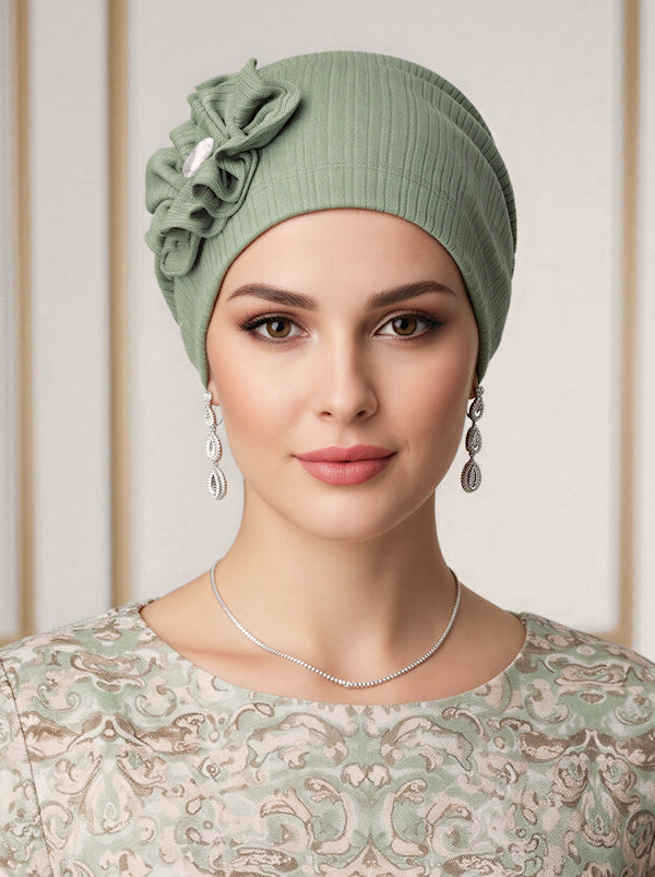 Josie Turban Ribbed Sage Green