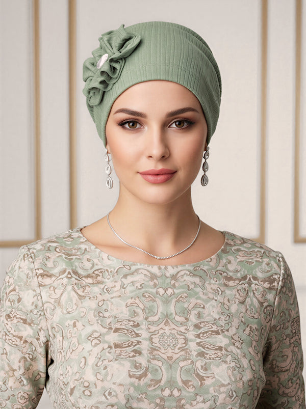 Josie Turban Ribbed Sage Green